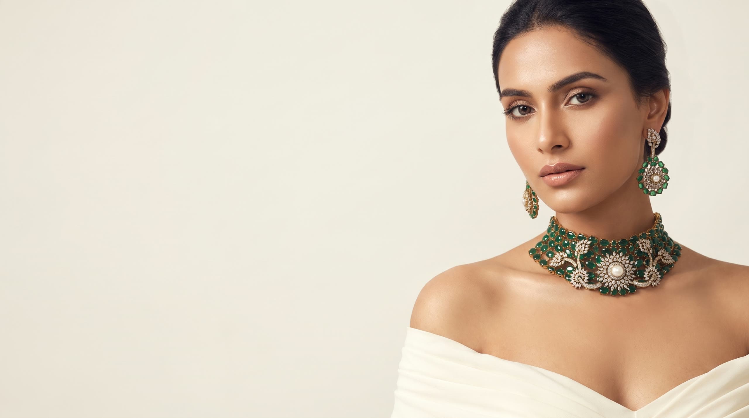 The Jade Lustre emerald and pearl choker