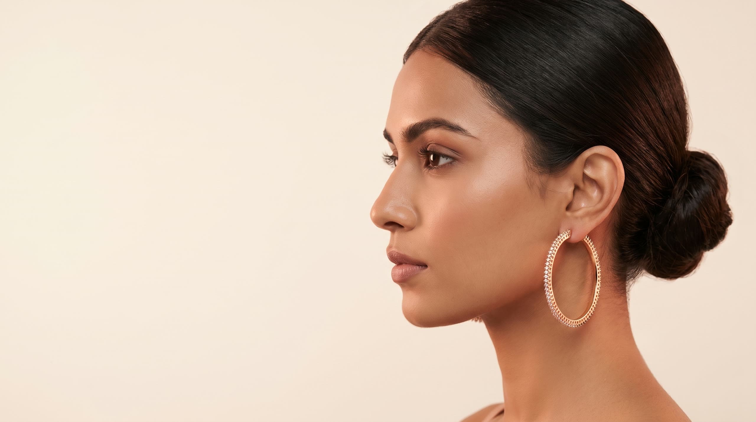 The Zenith Shimmer CZ hoop earrings, in profile