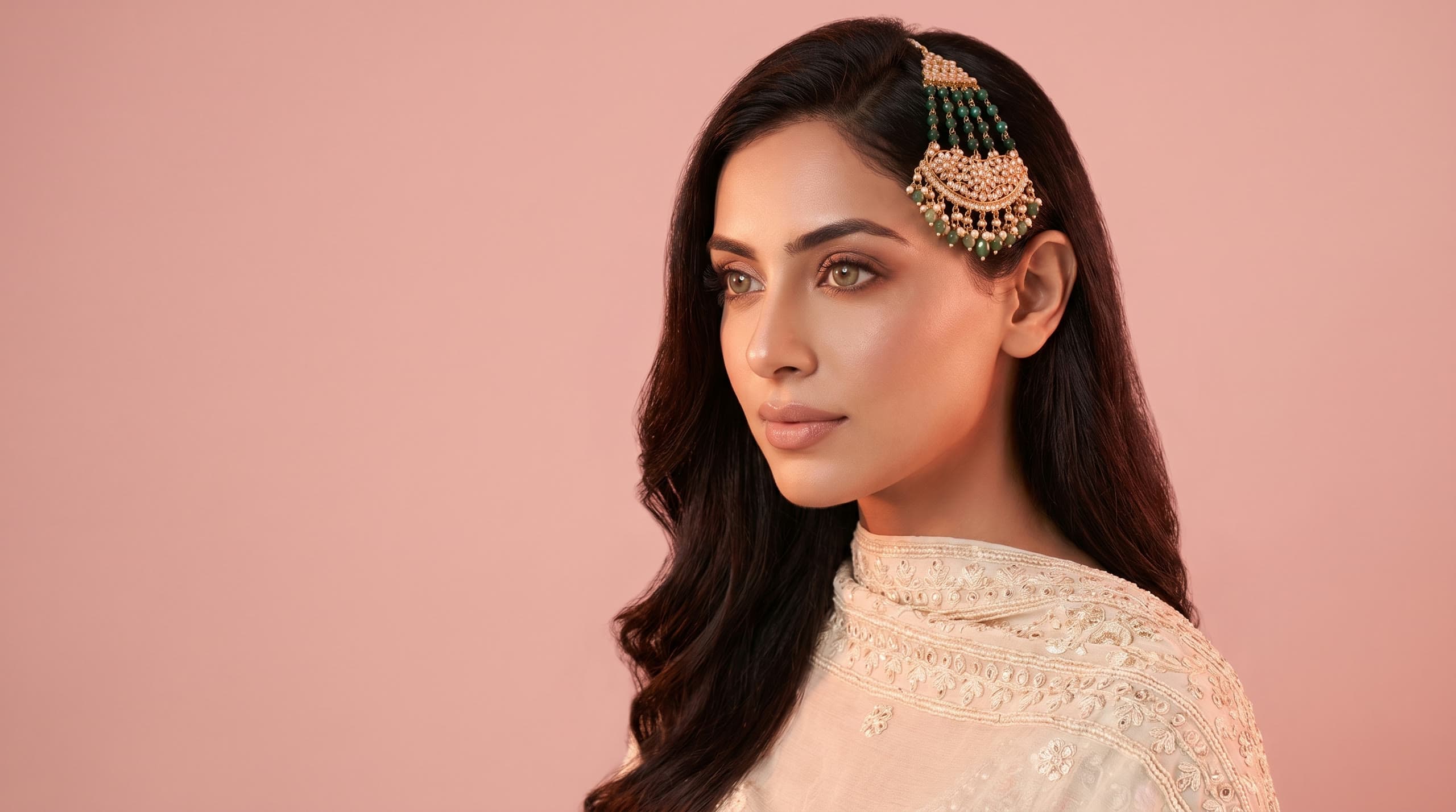 The Mint Majesty kundan polki passa, pinned at the hair