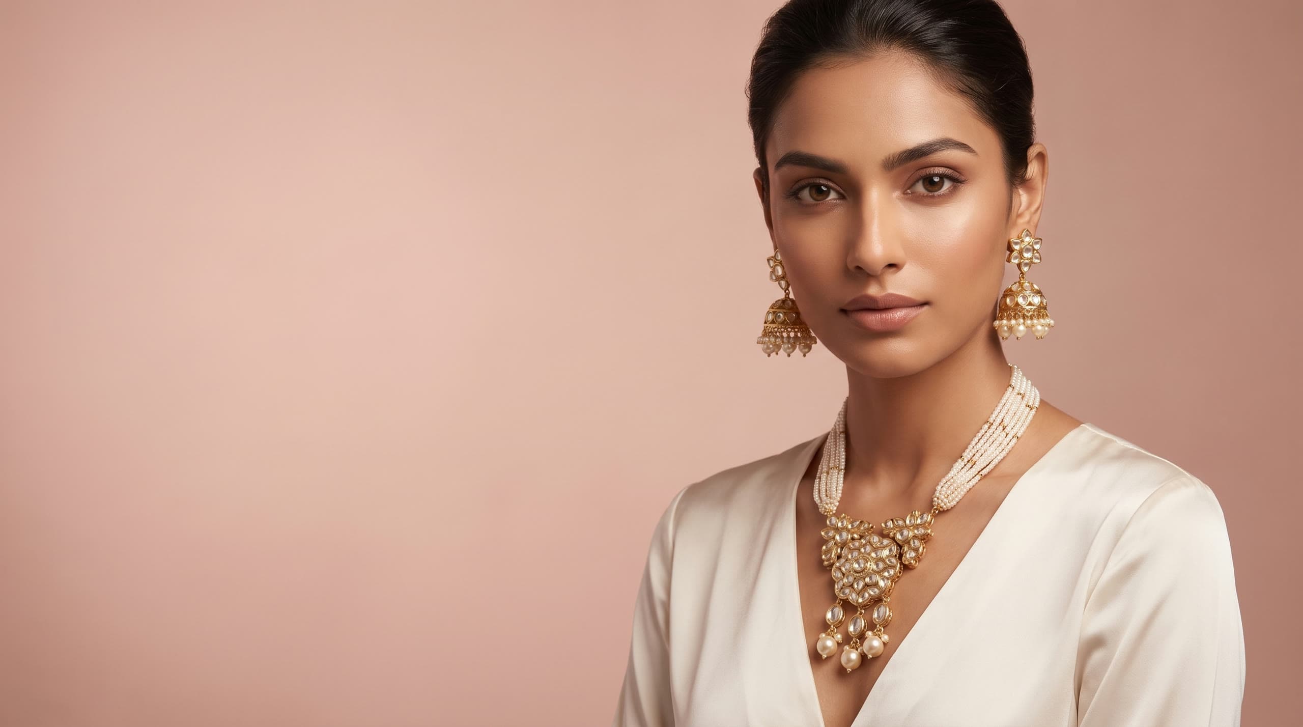 The Varna Vista polki and pearl necklace set