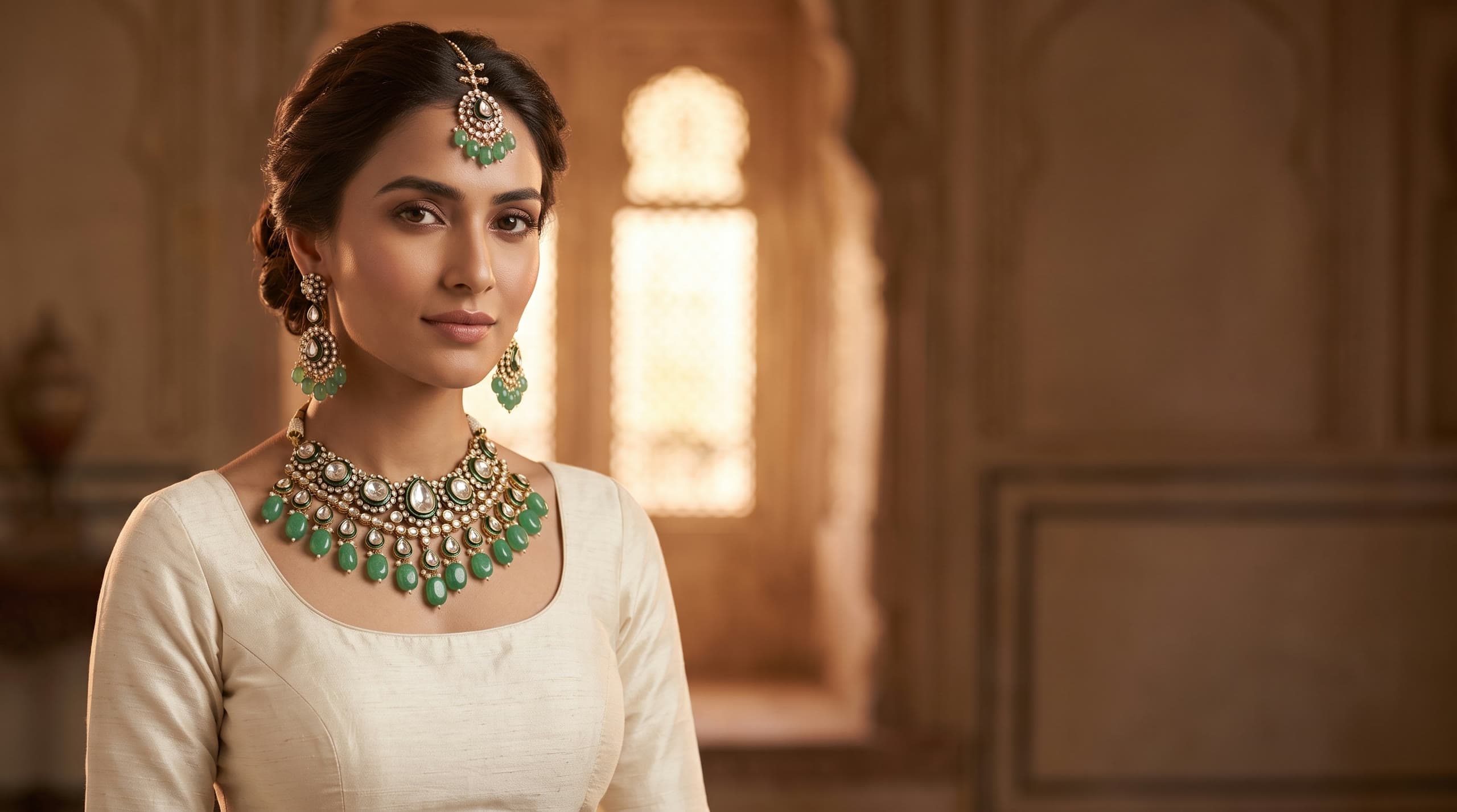 The Verdant Court jadau polki necklace set