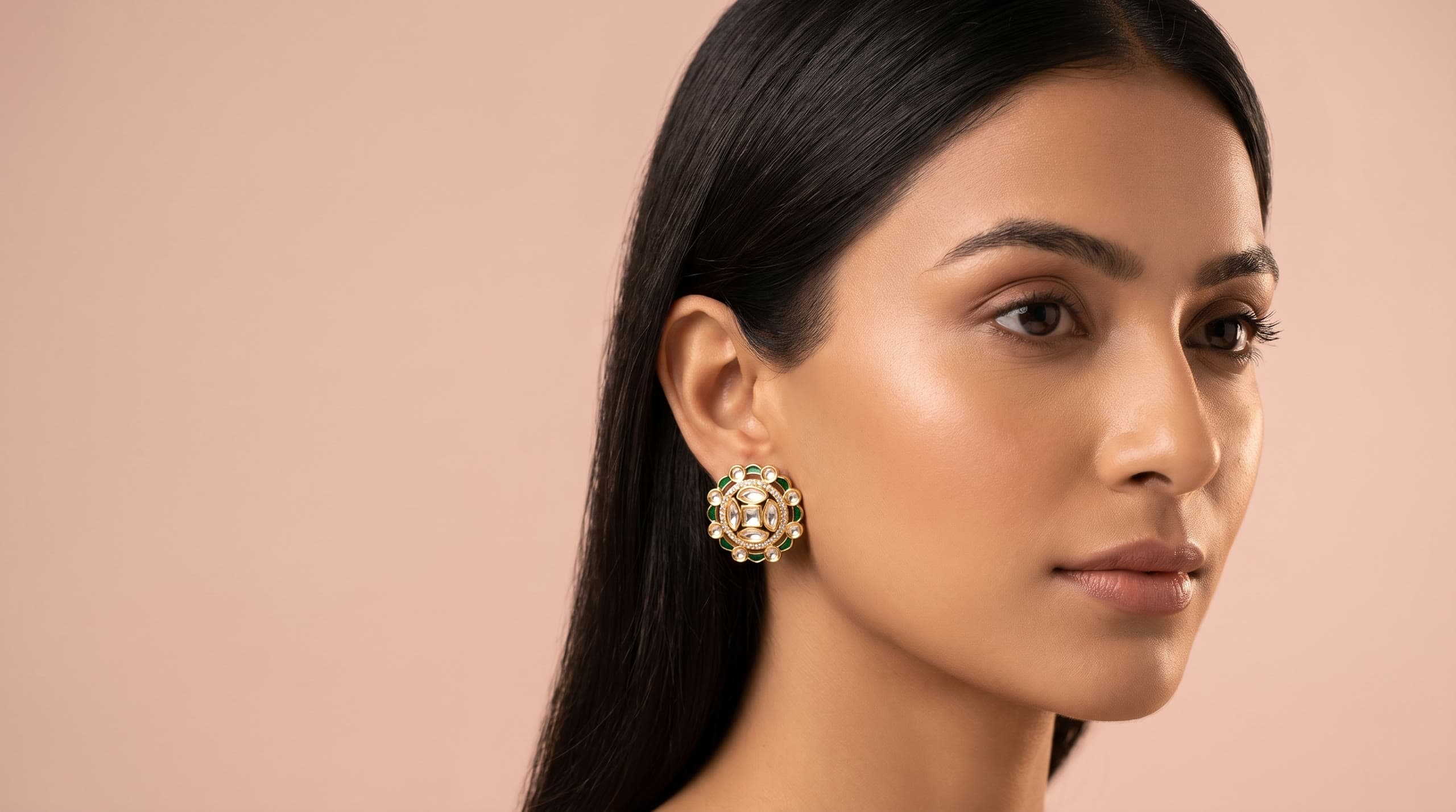 The Mughal Crest jadau kundan stud earrings